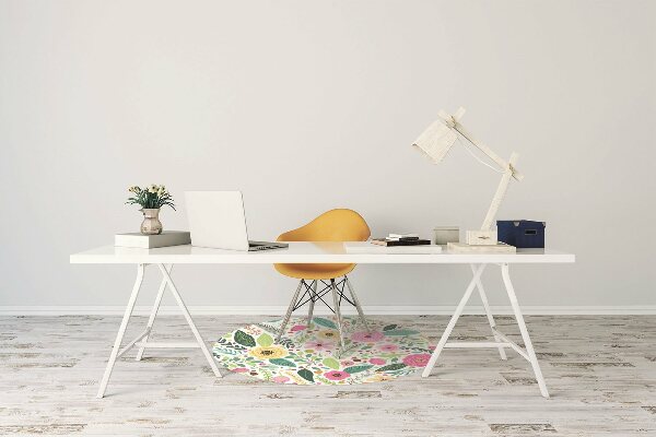 Chair mat floor panels protector colorful flowers