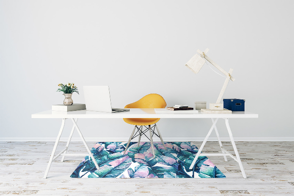 Office chair floor protector rainbow leaves