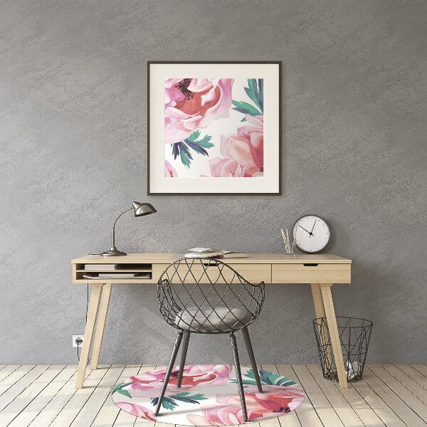 Office chair floor protector Poppy seed flower