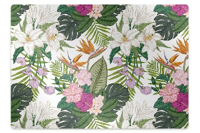 Office chair mat exotic flowers