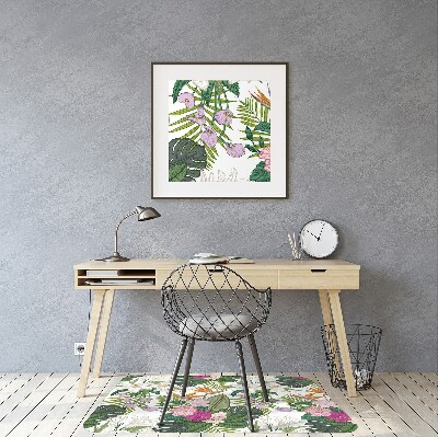 Office chair mat exotic flowers