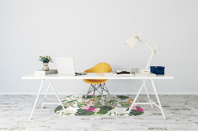 Office chair mat exotic flowers