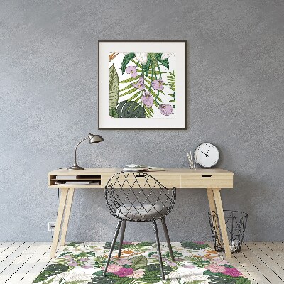 Office chair mat exotic flowers