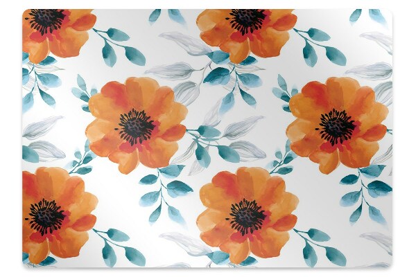 Office chair floor protector orange flower