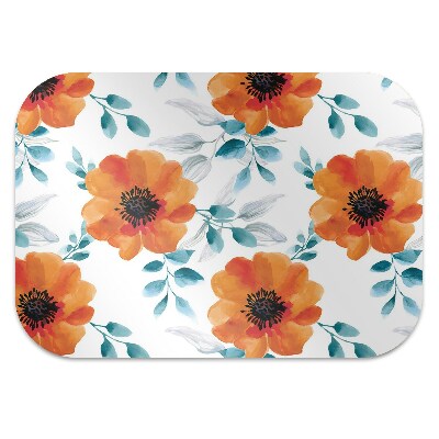 Office chair floor protector orange flower