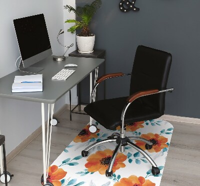 Office chair floor protector orange flower