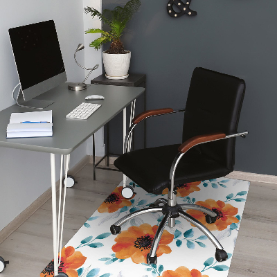 Office chair floor protector orange flower