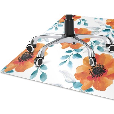 Office chair floor protector orange flower