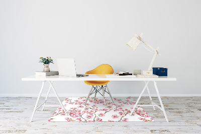 Desk chair mat pink flowers