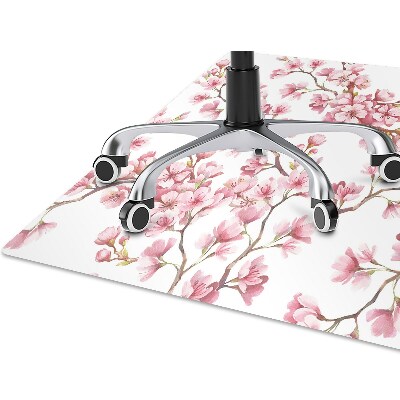 Desk chair mat pink flowers