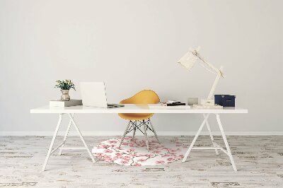 Desk chair mat pink flowers