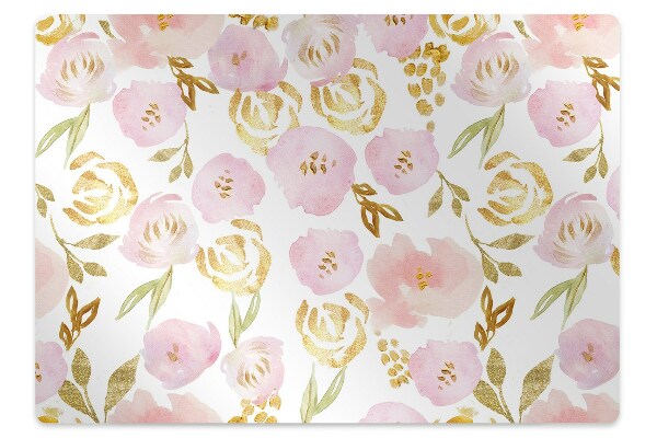 Desk chair mat pink flowers