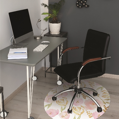 Desk chair mat pink flowers