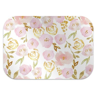 Desk chair mat pink flowers