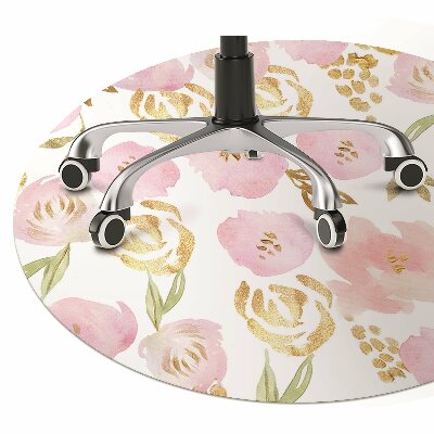 Desk chair mat pink flowers