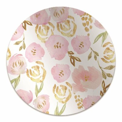 Desk chair mat pink flowers