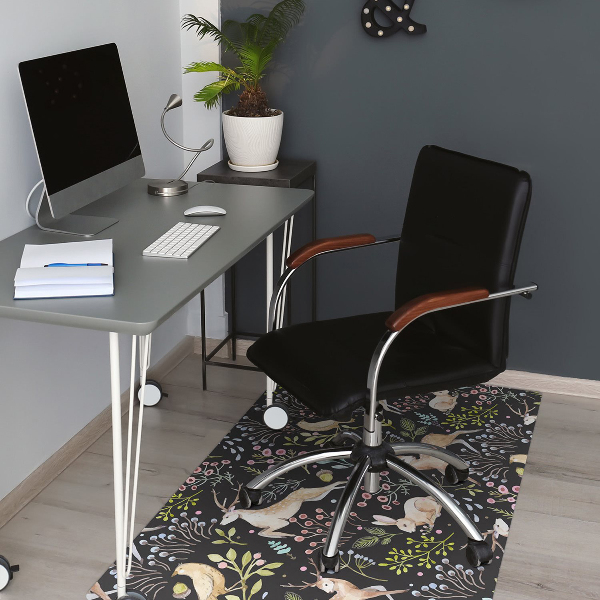 Office chair mat Forest animals
