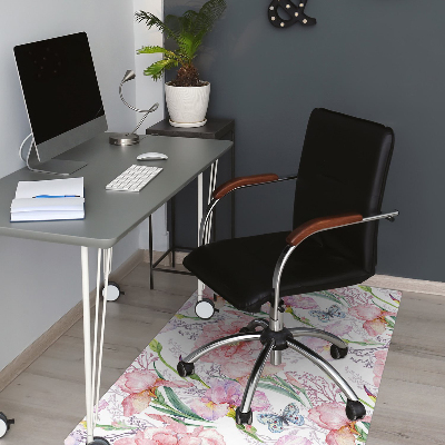 Office chair floor protector Peonies flowers