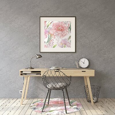 Office chair floor protector Peonies flowers