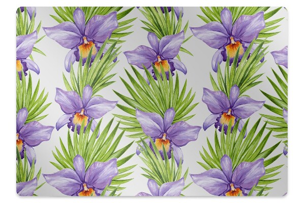 Office chair mat purple flowers