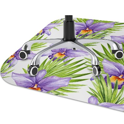 Office chair mat purple flowers