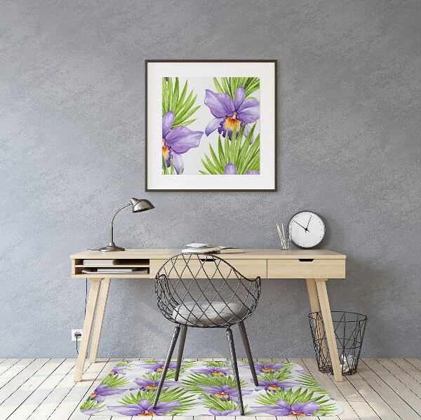 Office chair mat purple flowers
