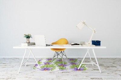 Office chair mat purple flowers