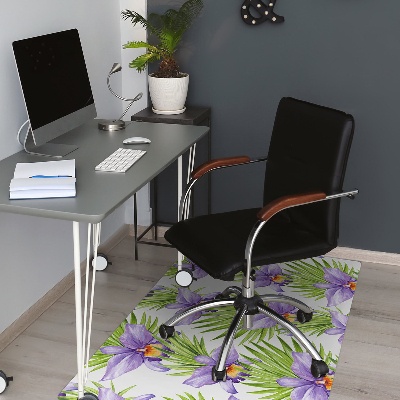 Office chair mat purple flowers