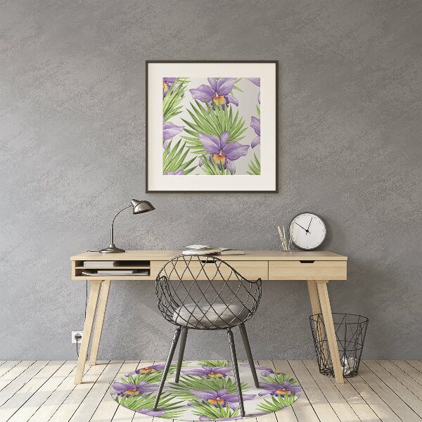 Office chair mat purple flowers