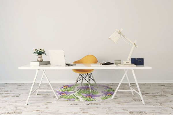Office chair mat purple flowers