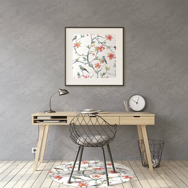 Office chair floor protector Birds on branches