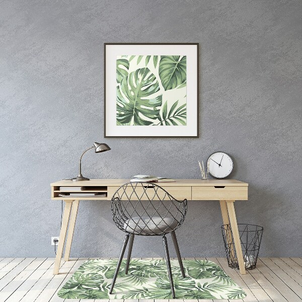 Office chair mat tropical pattern