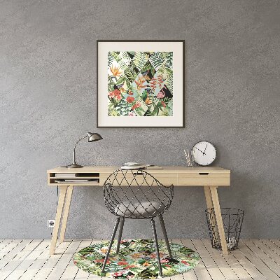 Office chair floor protector Flowers and birds