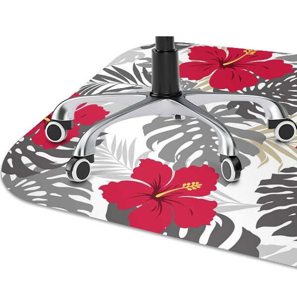 Office chair mat hibiscus