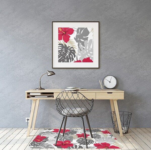 Office chair mat hibiscus