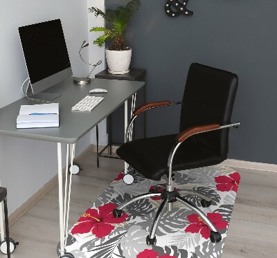 Office chair mat hibiscus