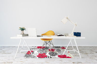 Office chair mat hibiscus