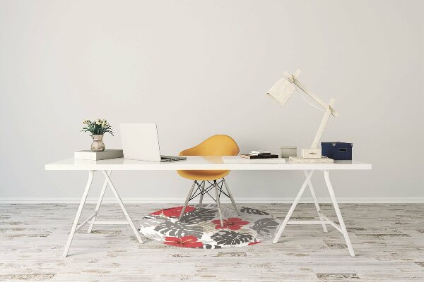 Office chair mat hibiscus