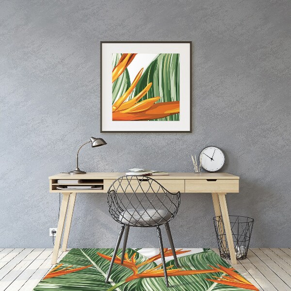 Office chair floor protector palm leaves