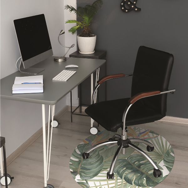 Office chair mat painted leaves