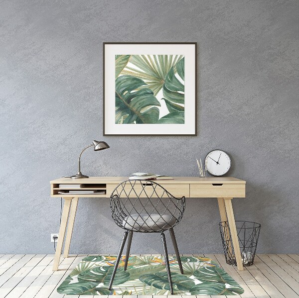 Office chair mat painted leaves