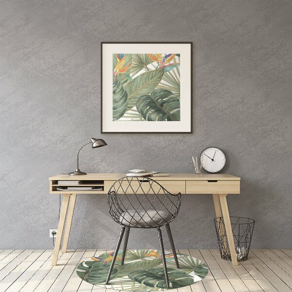 Office chair mat painted leaves