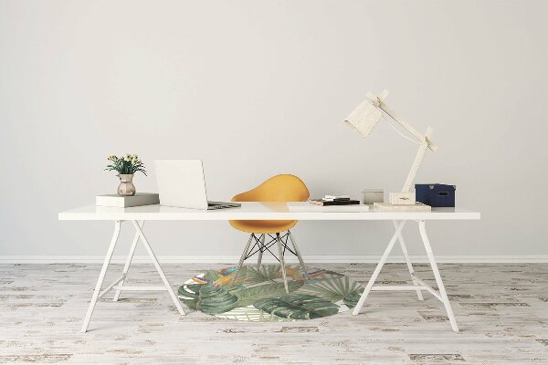 Office chair mat painted leaves