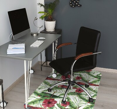 Office chair mat exotic parrots