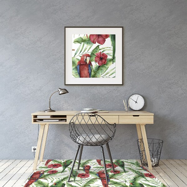 Office chair mat exotic parrots