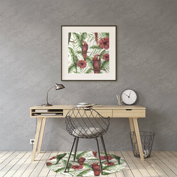 Office chair mat exotic parrots