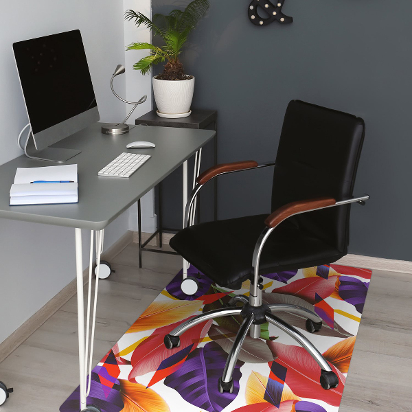 Office chair mat Colorful leaves