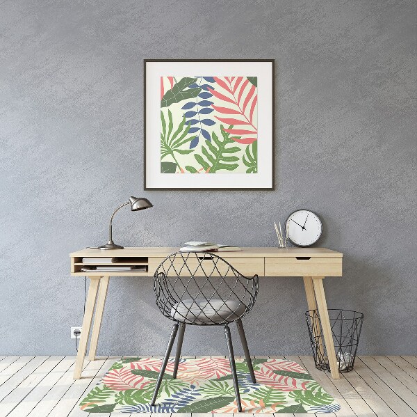Office chair mat exotic leaves