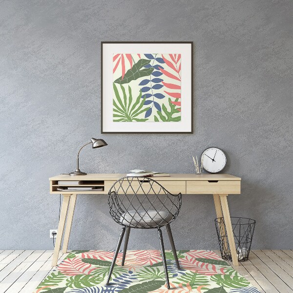 Office chair mat exotic leaves