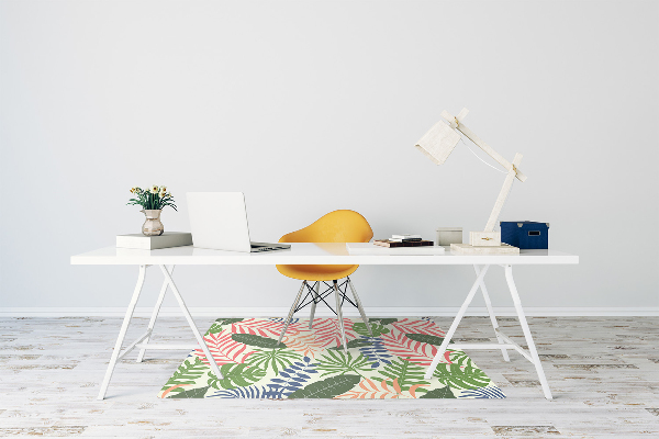 Office chair mat exotic leaves